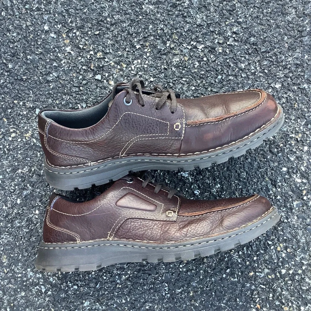 Clarks Collection Tilden Free Men 12 Brown Leather Moc Toe Oxford Shoes 26130644
